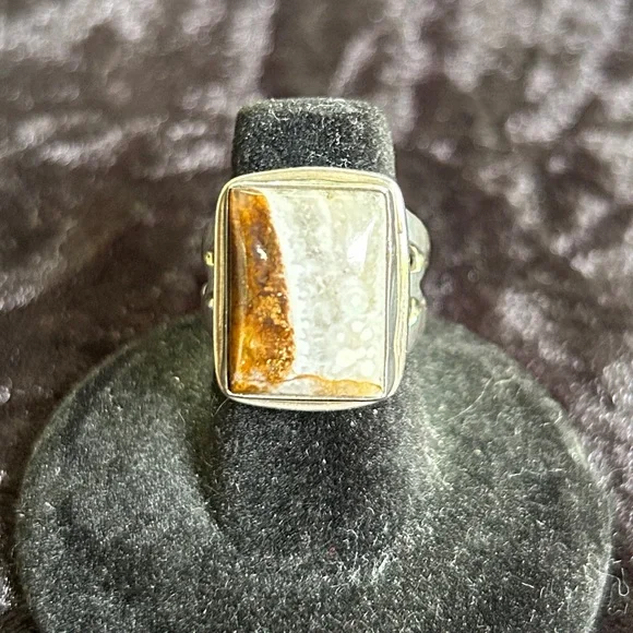 STERLING SILVER AGATE RING SIZE 7 AGATE 925 RING - Picture 6 of 6